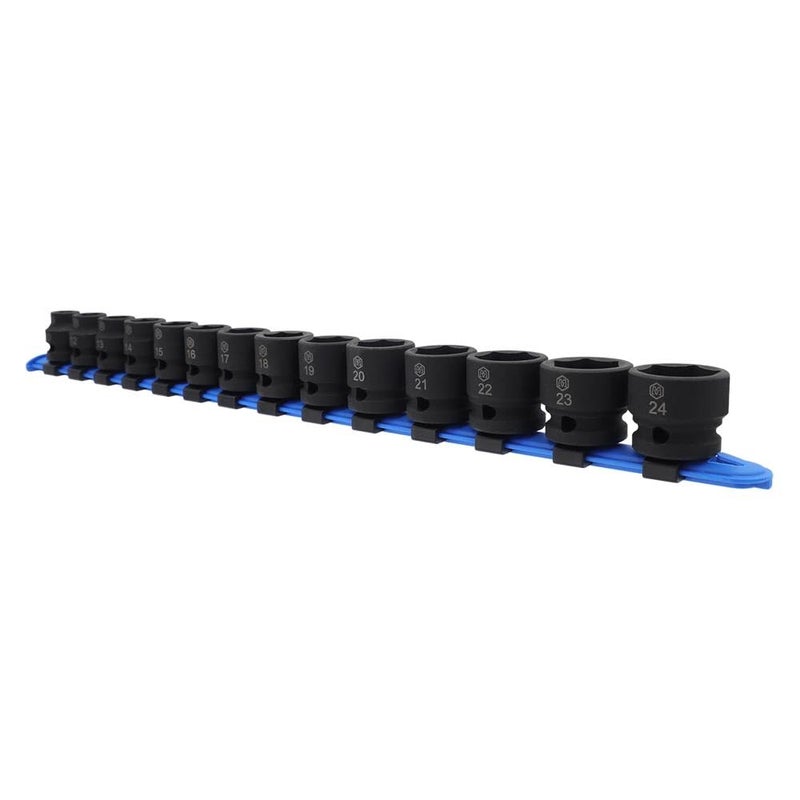 MichaelPro 12 Inch Low Profile Impact Socket Set 14Piece Low Profile Sockets CRMO with Socket Rail MP005046