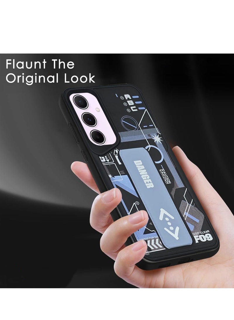Techie غطاء خلفي سيليكوني للأزياء الجمالية مع مقبض يد مغناطيسي وحامل لجهاز سامسونج جالاكسي A55 - أسود/أزرق سماوي - Image 3