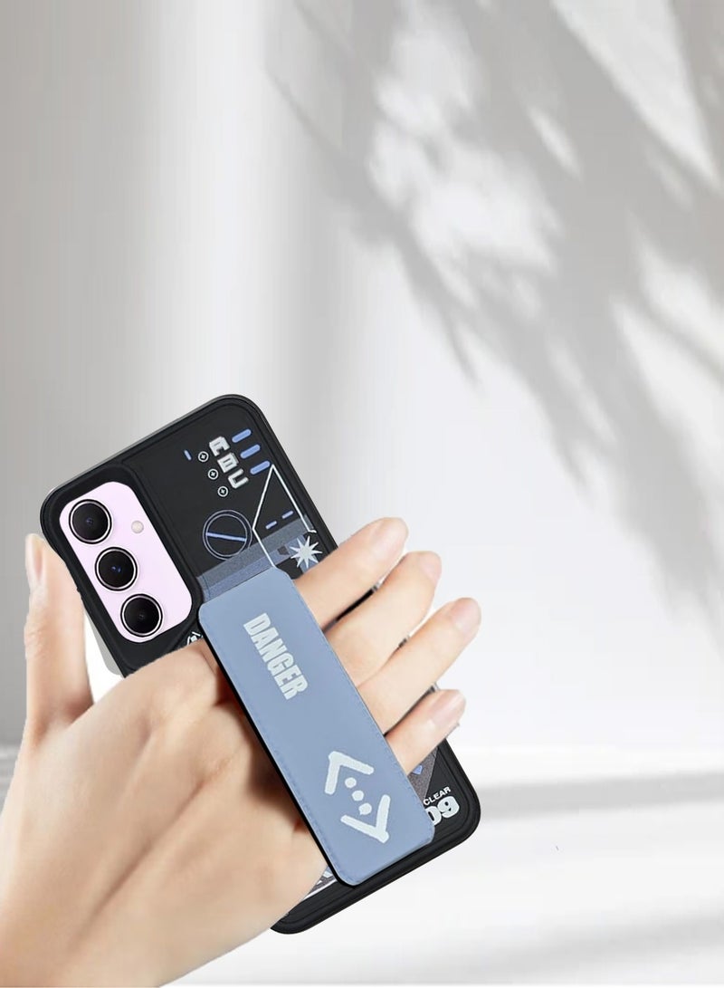Techie غطاء خلفي سيليكوني للأزياء الجمالية مع مقبض يد مغناطيسي وحامل لجهاز سامسونج جالاكسي A55 - أسود/أزرق سماوي - Image 5
