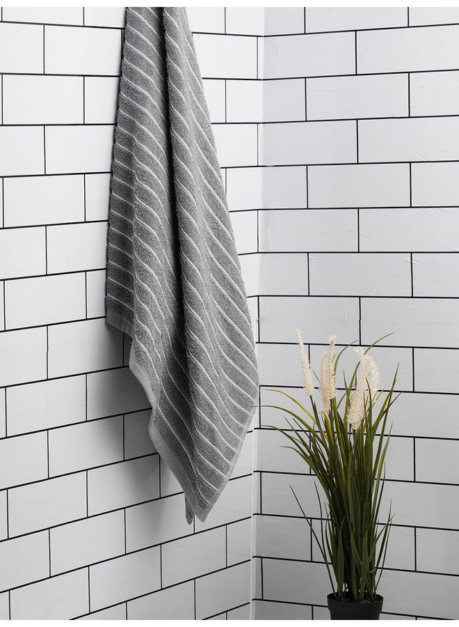 ويلسبان منشفة حمام دوبي سادة كبيرة الحجم (70 سم × 150 سم) مصنوعة من القطن بنسبة 100% من ويلسبون | 250 جرام لكل متر مربع (رمادي معدني) - 2 في 1 - Image 1