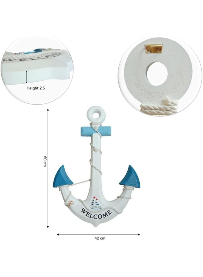 FAB D'COR Nautical Wall Art Decor Boat Anchor with Crossbar Wood Nautical Decor Anchor Wall Hanging Ornament (Design 1) - Image 2