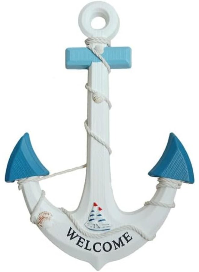 FAB D'COR Nautical Wall Art Decor Boat Anchor with Crossbar Wood Nautical Decor Anchor Wall Hanging Ornament (Design 1) - Image 1
