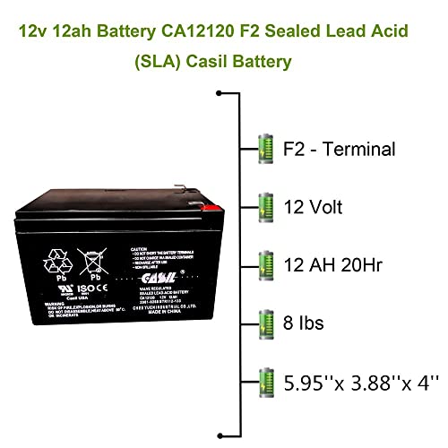 CASIL 12v 12ah F2 Sealed Lead Acid AGM Rechargeable Deep Cycle Battery (1 Pack) - Image 2
