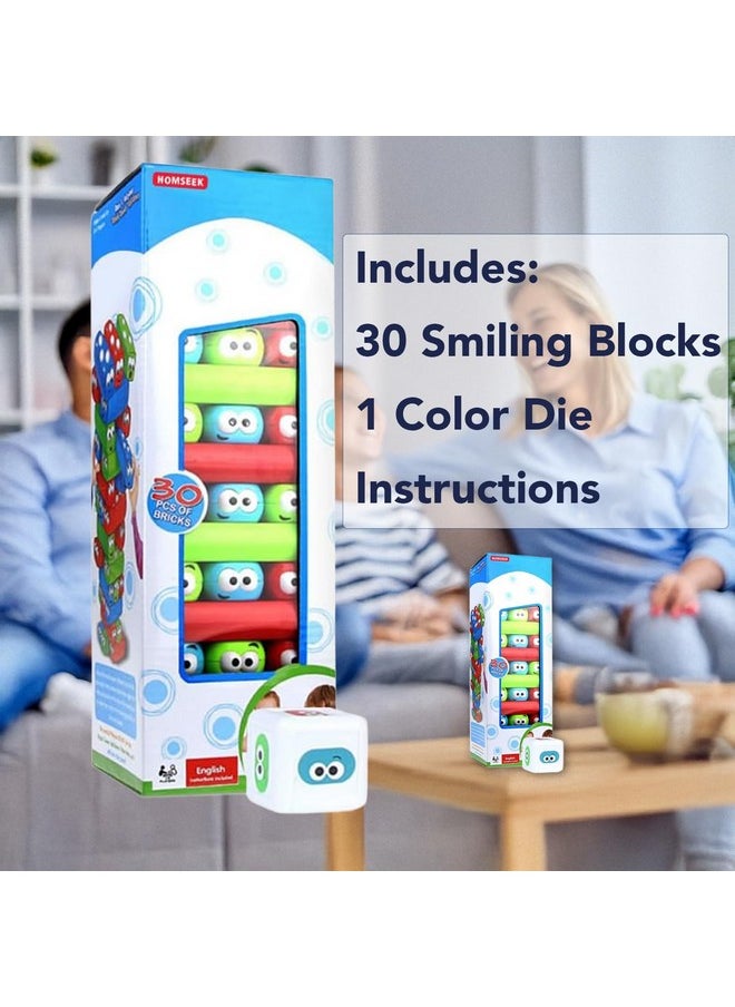 Bits and Pieces Bits and Pieces Happy Stackers Game, Colorful Tower Stack Game - Easy to Play Stacking Toy for Kids and Family, Pre-School Daycare Center Toys for Ages 3 and Up, 2-4 Players  - Image 2