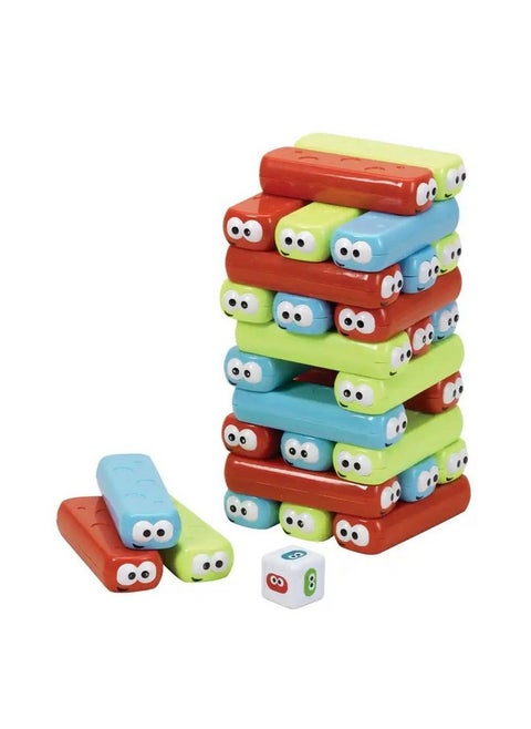 Bits and Pieces Happy Stackers Game, Colorful Tower Stack Game - Easy to Play Stacking Toy for Kids and Family, Pre-School Daycare Center Toys for Ages 3 and Up, 2-4 Players