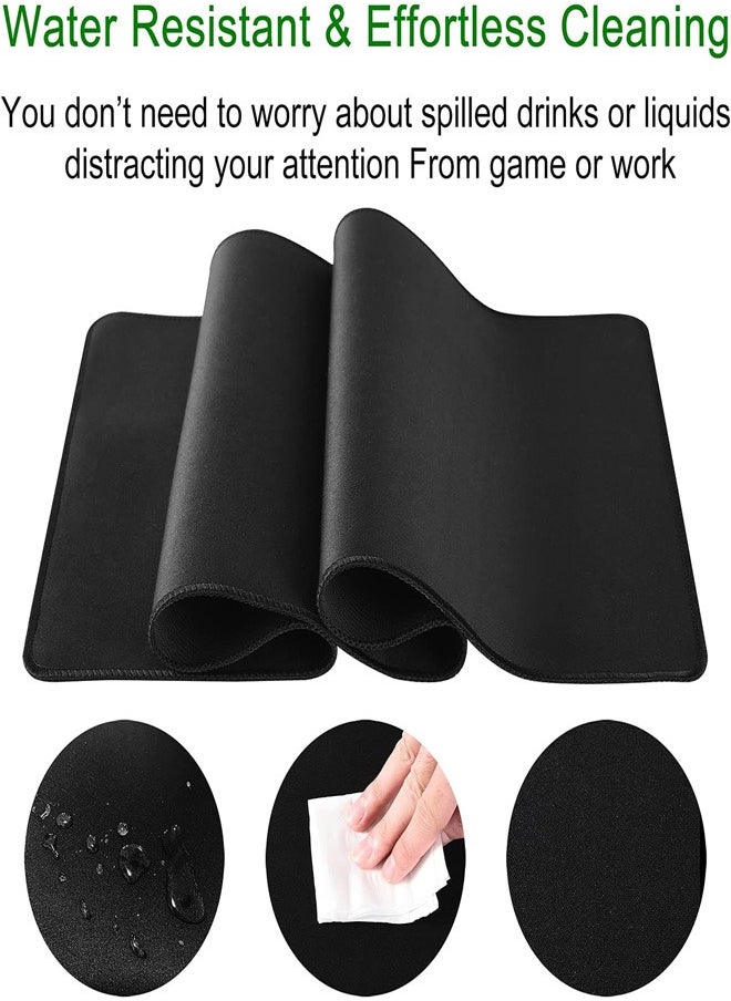 Gaming Mouse Pad Large XL (700 X 300 X 4 MM) Thick Extended Mouse Mat Non-Slip Spill-Resistant Desk Pad with Special-Textured Surface, Anti-Fray Stitched Edges for Keyboard, PC - Black
