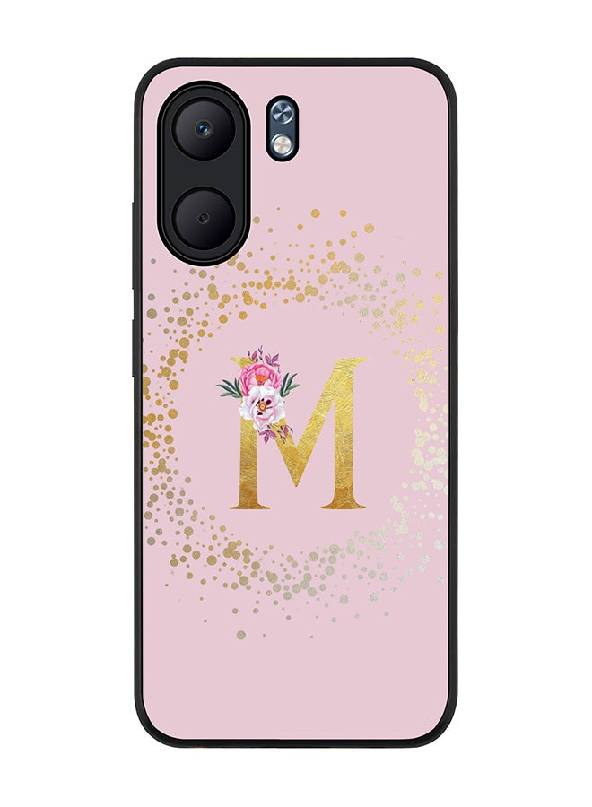 For Oppo A5x 5G / A5x 4G Case,Slim fit Camera Protection, Shockproof Thin Phone cover  - Custom Monogram Floral - M  (Pink )