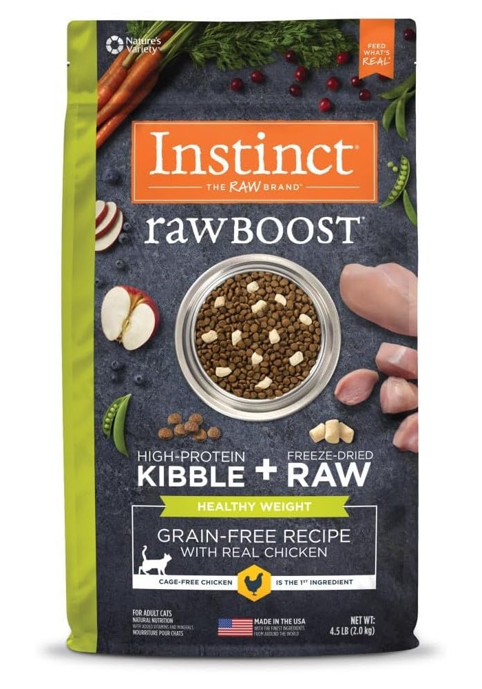 Instinct طعام جاف للقطط من إنستينكت رو بوست صحي الوزن دجاج 4.5 رطل - Image 2