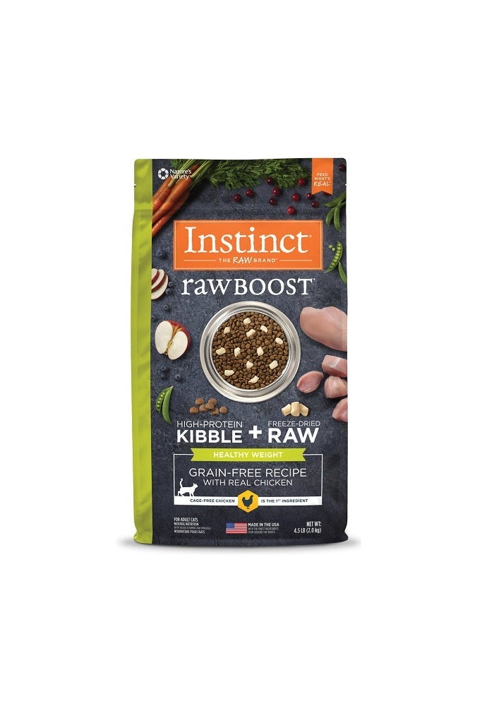 Instinct طعام جاف للقطط من إنستينكت رو بوست صحي الوزن دجاج 4.5 رطل - Image 1