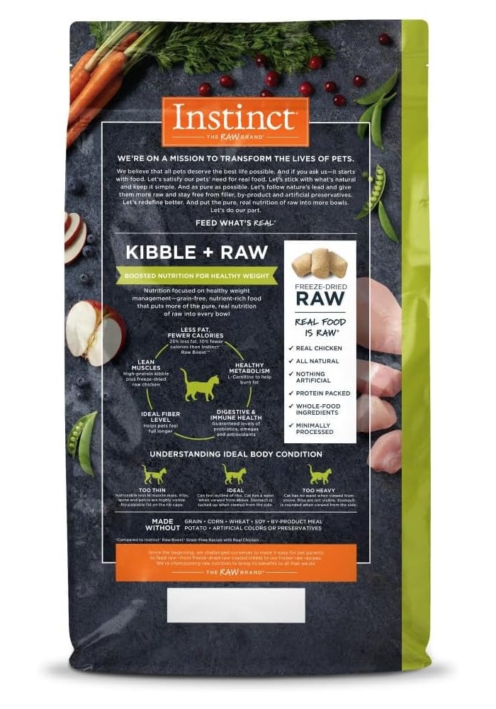 Instinct طعام جاف للقطط من إنستينكت رو بوست صحي الوزن دجاج 4.5 رطل - Image 3