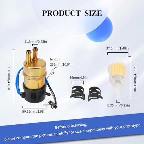 Road Passion 12v Electric Fuel Pump for Yamaha V star 650/1100 XVS650/XVS1100 / Virago 1000/1100 /Vmax 1200 / XJ600S Seca II / TZ250/ v star 1100 - Image 2