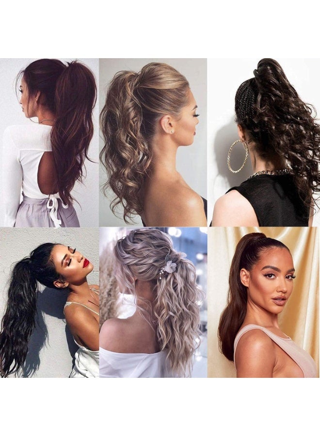 وصلة شعر صناعي بتسريحة ذيل الحصان من (18 بوصة، بني غامق/رمادي فاتح بلوند) - Image 4
