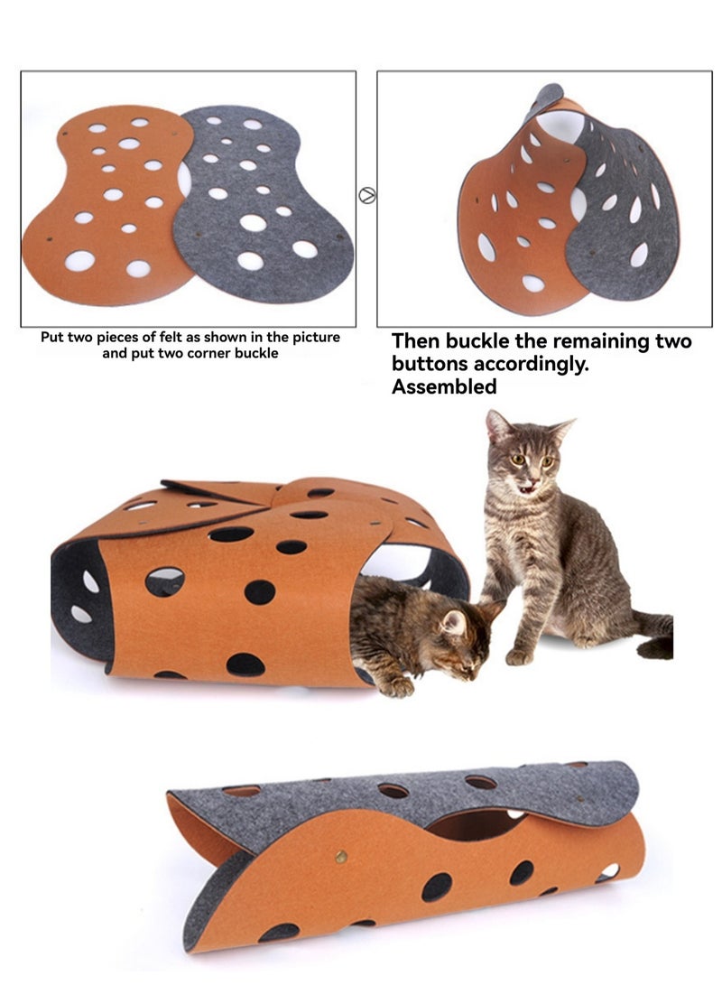 Yellow + Brown Diy Cat Tunnel Toy - Foldable Cat Tube Toy Cat Cave Nest Toy Free Combination Pet Interactive Toy For Kittens Rabbit Hamsters And Small Animals - Image 3