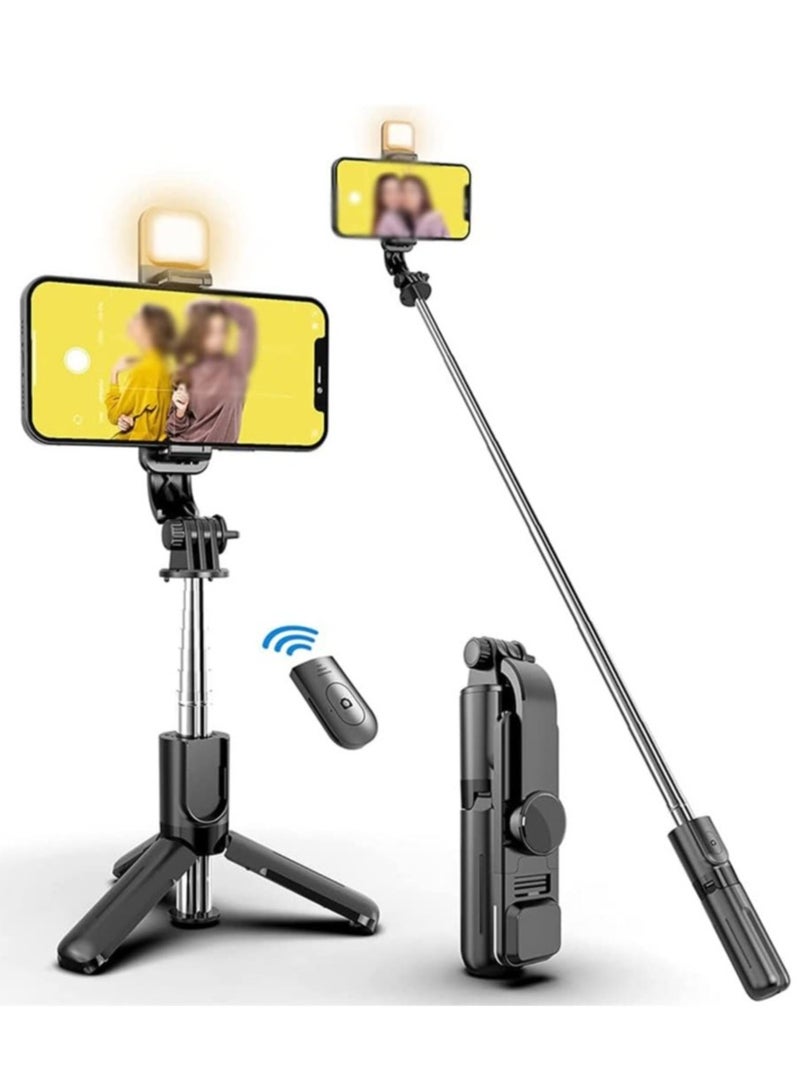 NEW Q02s 1045mm LED Rod Light Selfie Stick with Bluetooth Remote & Tripod – Portable Black Design for Enhanced Lighting and Stability - Image 2