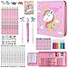 JAMIEWIN Markers Set with Glitter Unicorn Pencil Case 59 Pcs Art and Craft Supplies Kit for Kids Unicorn Gifts for Girls 49 Year Old for Christmas Birthday - Image 3