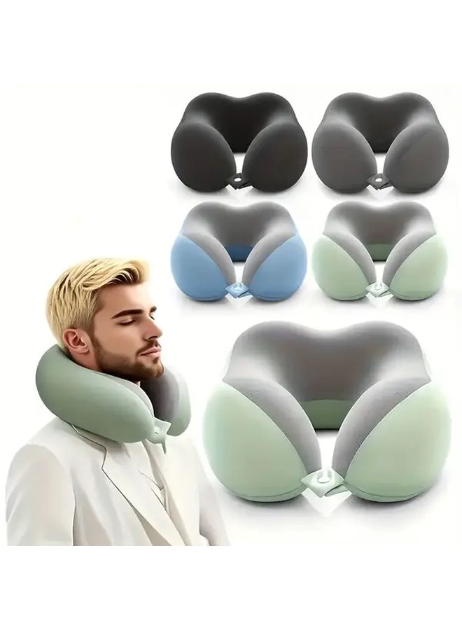 وسادة سفر على شكل حرف U باللون الأزرق، دعم عنق مريح للطائرة والسيارة والمكتب - Image 1