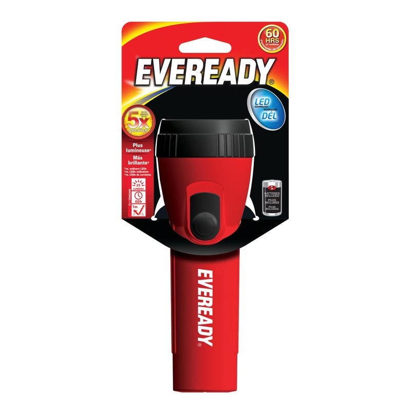 Eveready مصباح يدوي LED من EVEREADY، ضوء ساطع، متين وسهل الاستخدام، مصابيح مثالية لملحقات التخييم، الطوارئ، مجموعات البقاء، مصابيح آمنة للأطفال، البطاريات مشمولة - Image 1