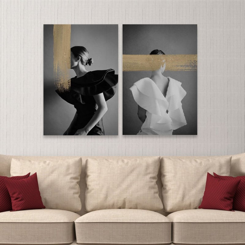 ماركتنا لوحة قماشية ثنائية بتصميم فتاة بمقاس اجمالي 80×60 سم - Image 1