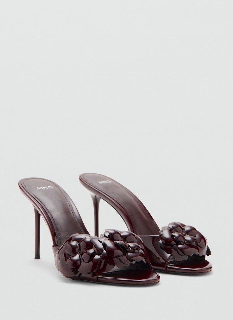 MANGO Patent leather floral heeled sandals - Image 2