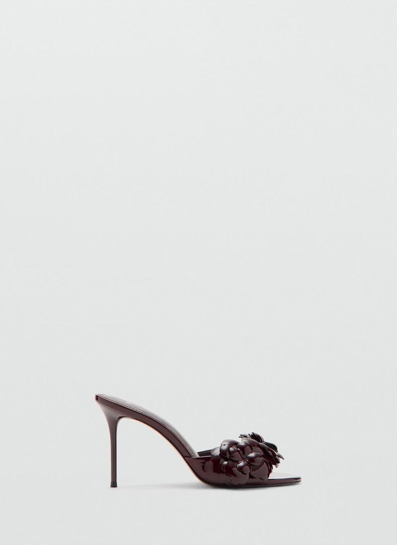 MANGO Patent leather floral heeled sandals - Image 1