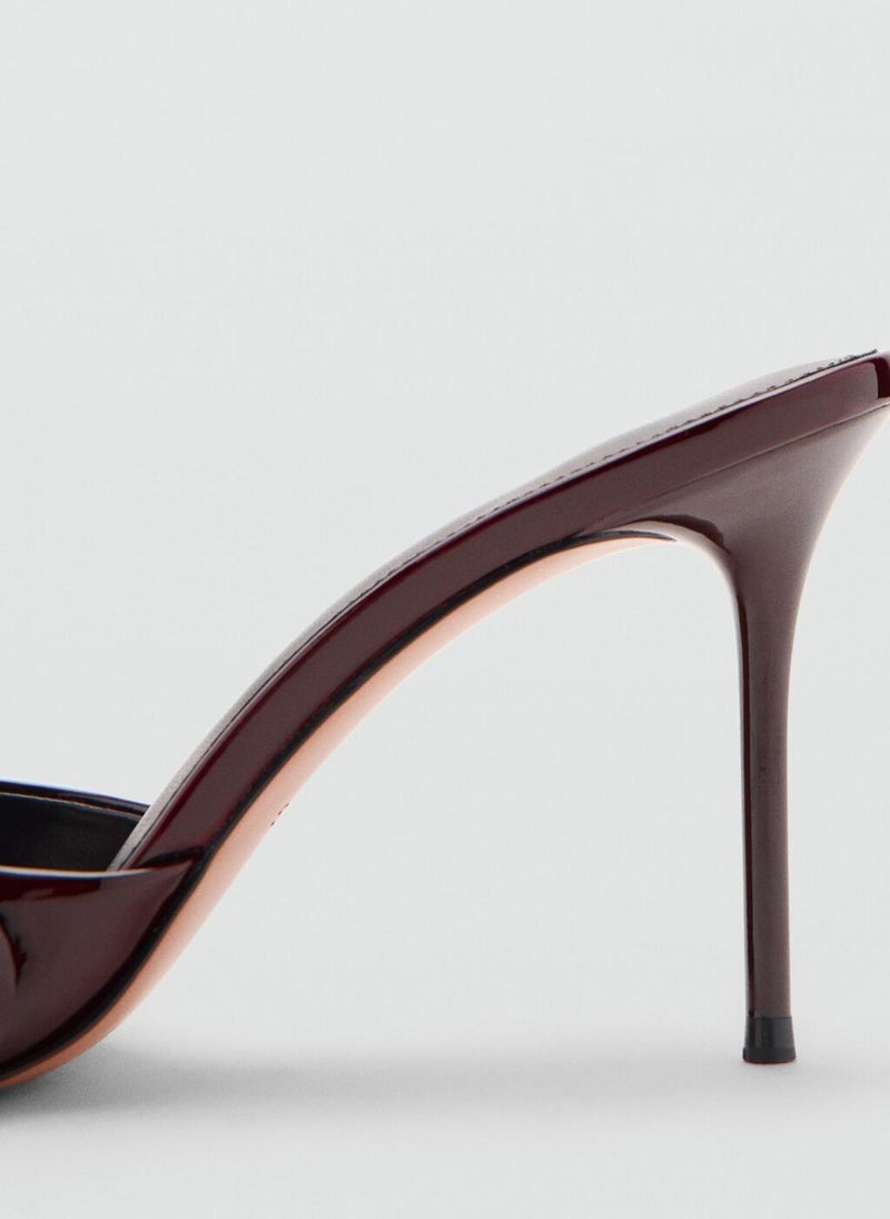 MANGO Patent leather floral heeled sandals - Image 3