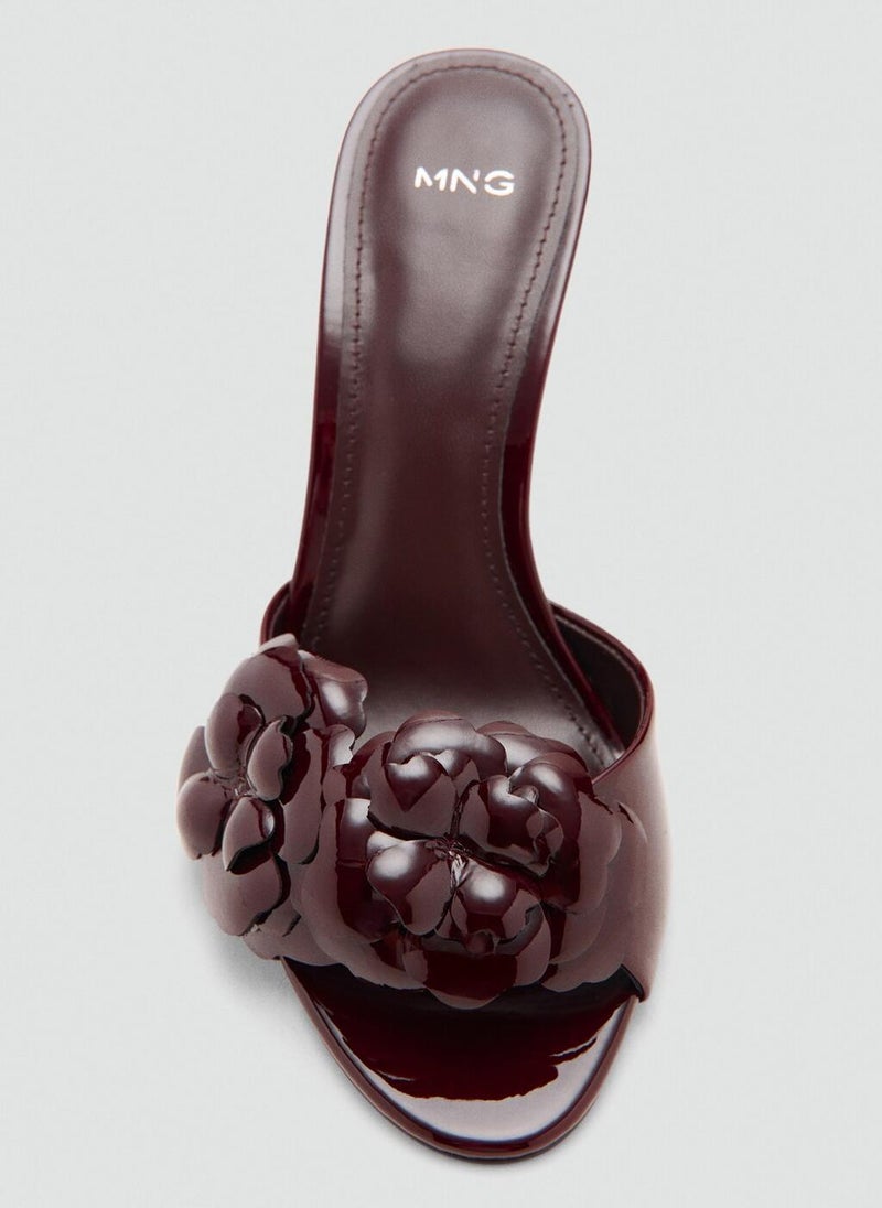 MANGO Patent leather floral heeled sandals - Image 4