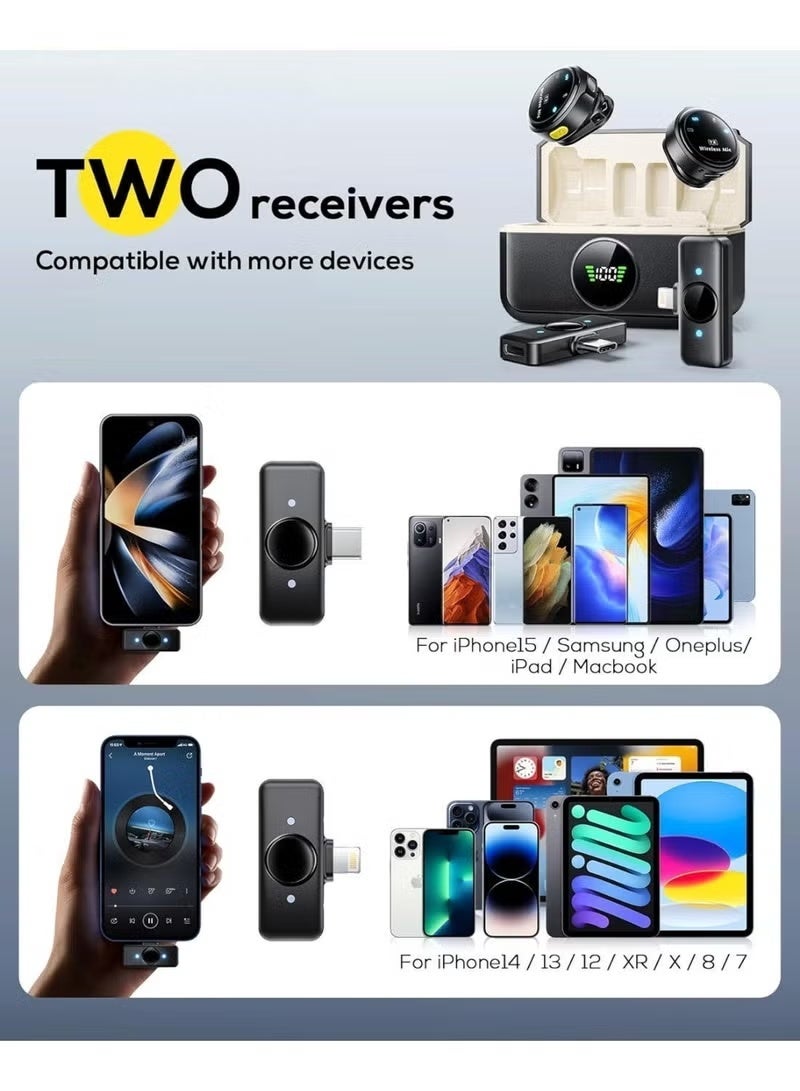 arizone R-1 Wireless Lavalier Microphone for iPhone/Android, Lapel Mics with Lightning/USB-C Plug-Play, 150FT Range, Omnidirectional Condenser Mic for Video Recording, Interview, Podcast, Vlog, YouTube - Image 5