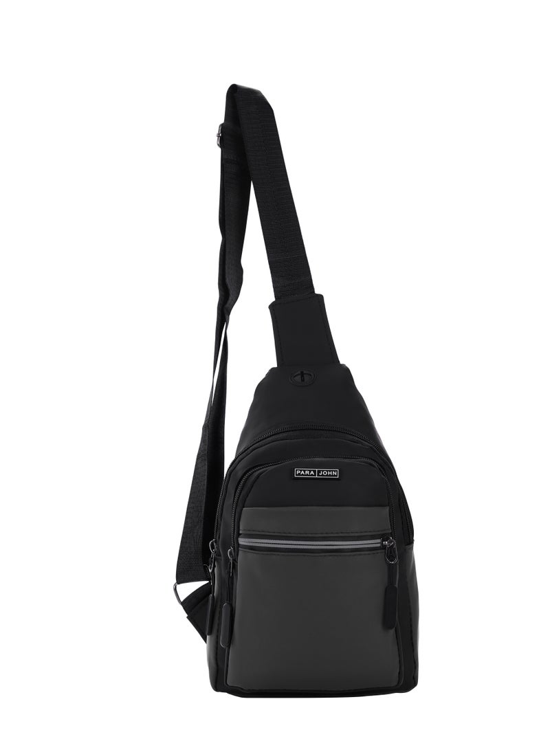 PARAJOHN Men's Chest Bag, Suitable for Outdoor Sports, Leisure and Travel, Canvas Fabric, with Earphone Hole  - Image 1