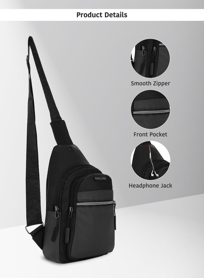 PARAJOHN Men's Chest Bag, Suitable for Outdoor Sports, Leisure and Travel, Canvas Fabric, with Earphone Hole  - Image 3