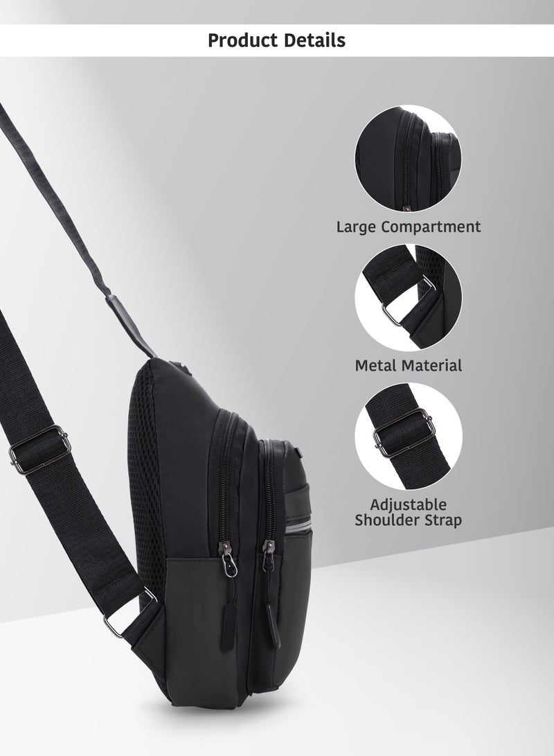 PARAJOHN Men's Chest Bag, Suitable for Outdoor Sports, Leisure and Travel, Canvas Fabric, with Earphone Hole  - Image 5