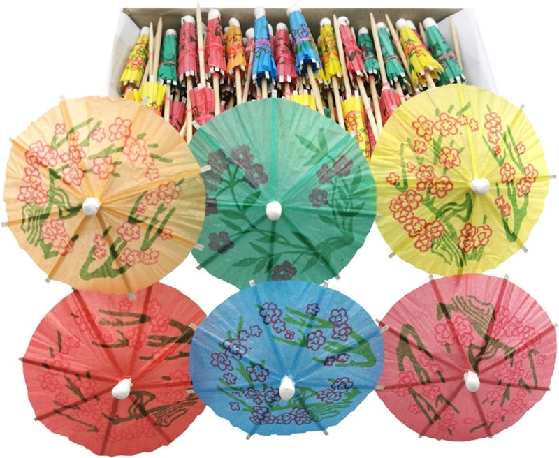 BLUETOP Cocktail Umbrella Parasol Picks 4 Inch Pack 144 Assorted Colors,Drink Umbrella Toothpicks for Drink&Food, Decorative toothpicks for Party,Hotel, Restaurant,Hawaiian Party,Children's Day - Image 1