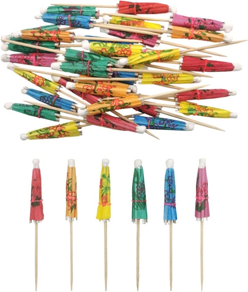 BLUETOP Cocktail Umbrella Parasol Picks 4 Inch Pack 144 Assorted Colors,Drink Umbrella Toothpicks for Drink&Food, Decorative toothpicks for Party,Hotel, Restaurant,Hawaiian Party,Children's Day - Image 3