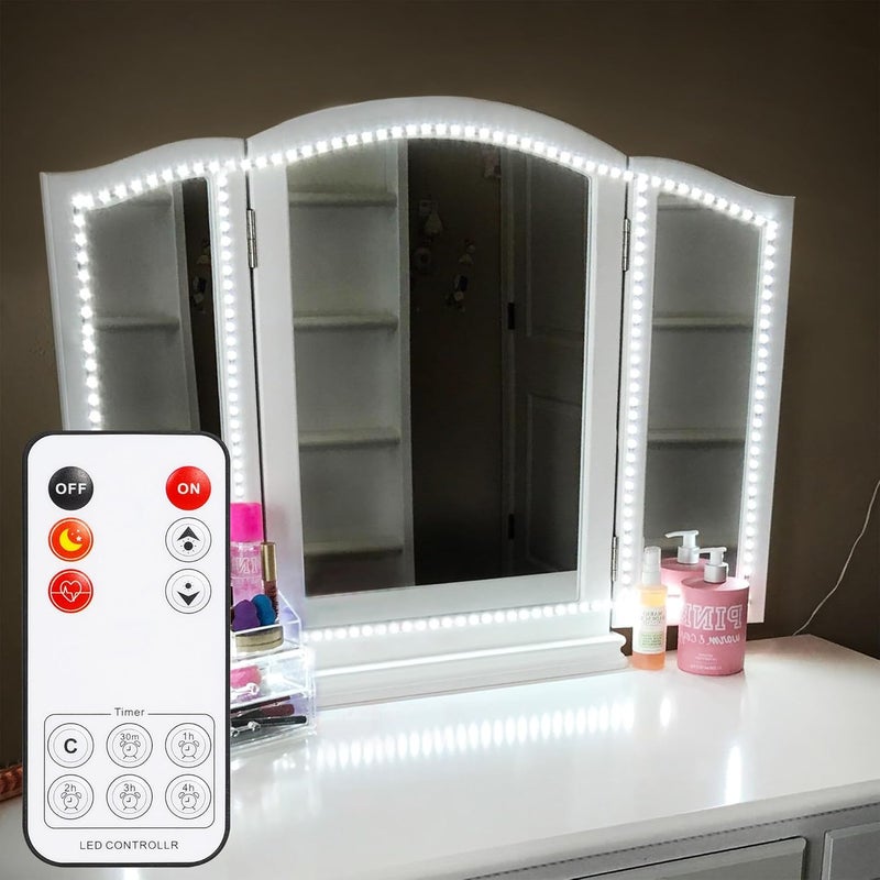 ViLSOM مجموعة أضواء مرآة الزينة LED، 13 قدم/4 متر 240 LED لمرايا الزينة مع ديمر ومصدر طاقة، المرآة غير مشمولة - Image 1
