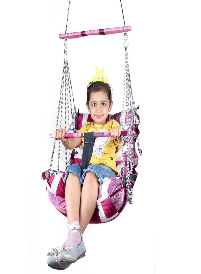 Kicchipai®Cotton Baby Swing for Kids 1-6 Years Jhula|Swings Cradle Chair|Foldable and Washable with Safety Belt|Home & Garden Jhula for Babies|Seat and Back Side 17x17 inch - Image 1