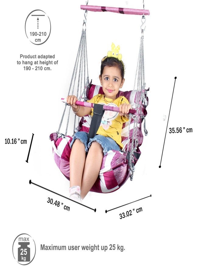 Kicchipai®Cotton Baby Swing for Kids 1-6 Years Jhula|Swings Cradle Chair|Foldable and Washable with Safety Belt|Home & Garden Jhula for Babies|Seat and Back Side 17x17 inch - Image 3
