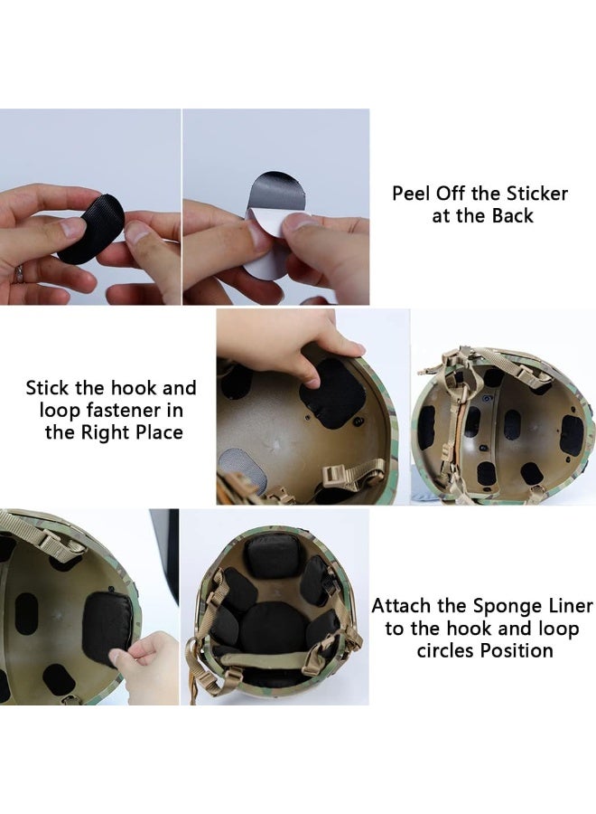 Universal Airsoft Helmet Pads,Tactical Helmet Replacement Foam Padding Kits Bicycle Accessories Mats,Comfortable Helmet Replacement Foam Padding Kits Accessories Mats for Fast/Mich/ACH/USMC/PASGT Helmet Black - Image 3