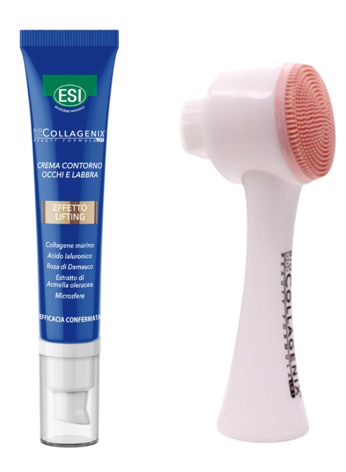 ESI Biocollagenix Eye & Lip Cream | Silicone Facial Cleansing Brush Included | Damascus Rose, Collagen & Hyaluronic Acid | Anti-Wrinkle for Fine Lines, Dark Circles & Puffiness | Hydrating & Firming - Image 2