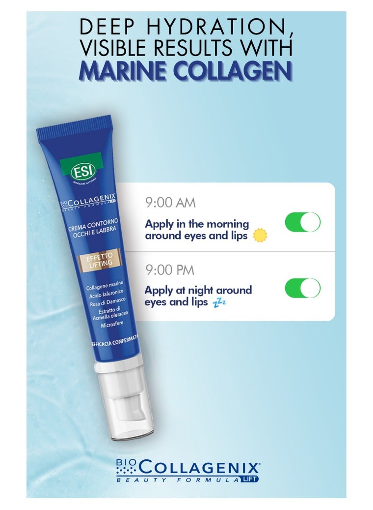 ESI Biocollagenix Eye & Lip Cream | Silicone Facial Cleansing Brush Included | Damascus Rose, Collagen & Hyaluronic Acid | Anti-Wrinkle for Fine Lines, Dark Circles & Puffiness | Hydrating & Firming - Image 5