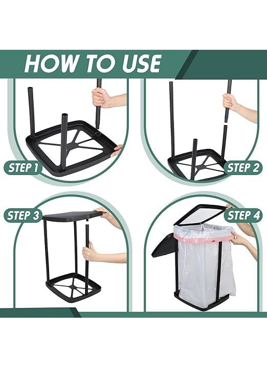 ISTARA ISTARA Bathroom Trash Can and Garbage Bag Holder Plastic Folding Waste Bins With Lid Rack for Garbage Bags for Indoor Outdoor Picnic Kitchen Home Use  - Image 3