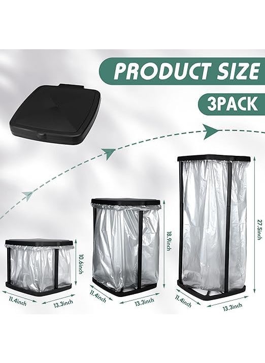 ISTARA ISTARA Bathroom Trash Can and Garbage Bag Holder Plastic Folding Waste Bins With Lid Rack for Garbage Bags for Indoor Outdoor Picnic Kitchen Home Use  - Image 2