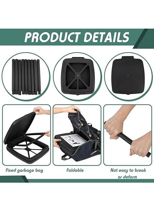 ISTARA ISTARA Bathroom Trash Can and Garbage Bag Holder Plastic Folding Waste Bins With Lid Rack for Garbage Bags for Indoor Outdoor Picnic Kitchen Home Use  - Image 4