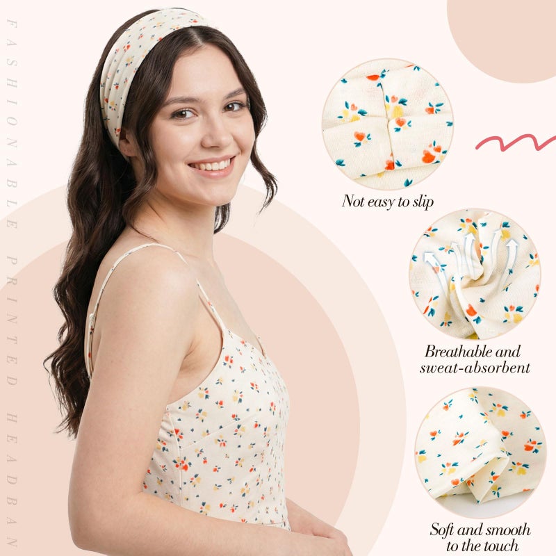 obeoby 8 Pack Pink Cute Headbands for Girls Daughter, Floral Stripe Headbands for Spring Summer Outfit Non Slip Wide Headband - Image 4