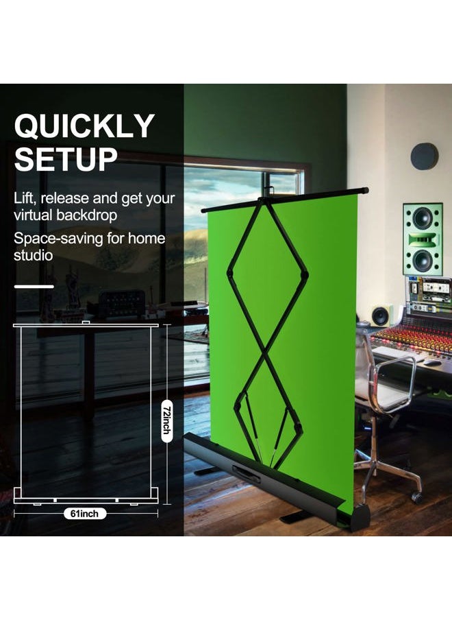 EMART Upgrade Green Screen, 61x72in Collapsible Chroma Key Panel for Background Removal, Portable & Retractable Wrinkle-Resistant Backdrop with Stand for Streaming, Photographic Studio, TikTok  - Image 2