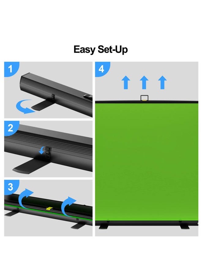 Upgrade Green Screen, 61x72in Collapsible Chroma Key Panel for Background Removal, Portable & Retractable Wrinkle-Resistant Backdrop with Stand for Streaming, Photographic Studio, TikTok