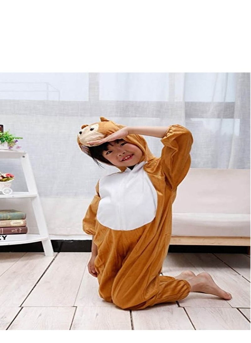 Brain Giggles Monkey Animal Plush Costume Design Halloween Carnival Party Jumpsuit for Kids Boys & Girls - Large - Image 2