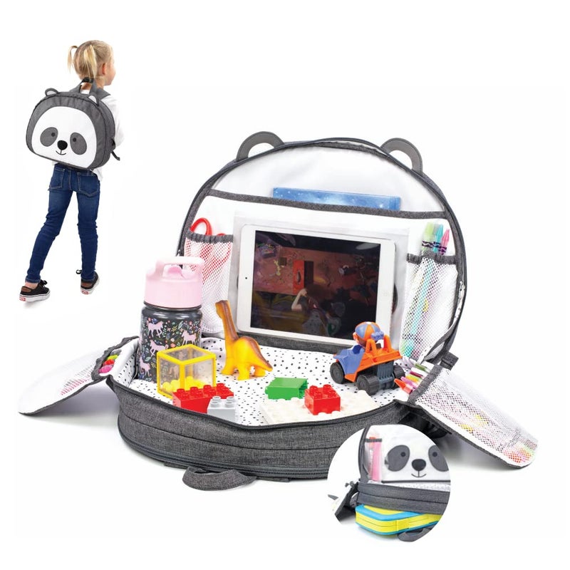 Lulyboo Lulyboo Toddler Car Seat Tray and Backpack Travel Tray with Firm Writing Surface Kids Lap Desk Panda