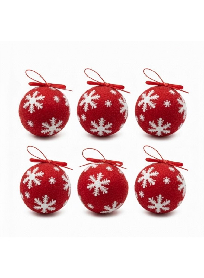 Christmas Tree Decoration .  Cozy Snowdrift Tree Ornament 6 pcs (red) - Image 1