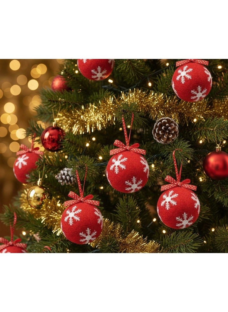 Christmas Tree Decoration .  Cozy Snowdrift Tree Ornament 6 pcs (red) - Image 2