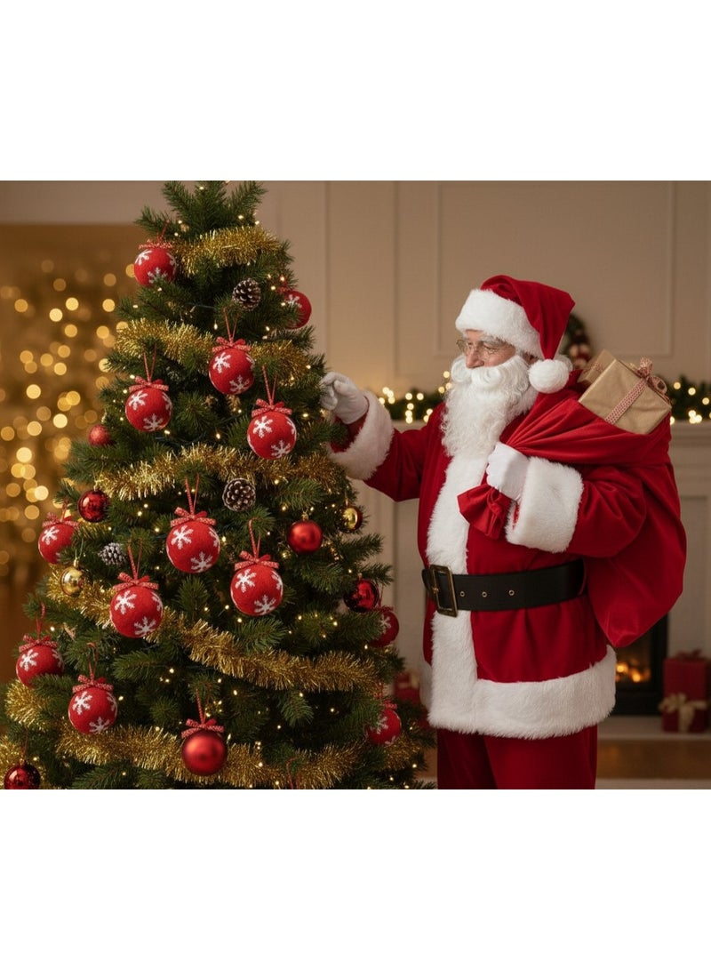 Christmas Tree Decoration .  Cozy Snowdrift Tree Ornament 6 pcs (red) - Image 3