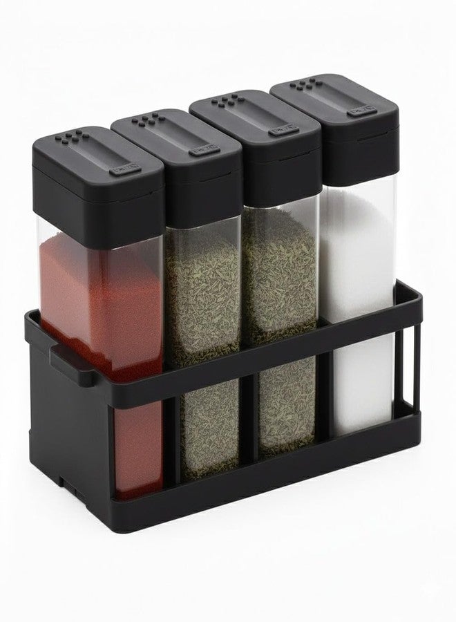 Finner Kitchen Masala Box Set with 4 Storage Containers | Airtight Plastic Spice Organizer | Multipurpose Masala Dabba for Spices, Dry Fruits & Condiments (Black) - Image 1